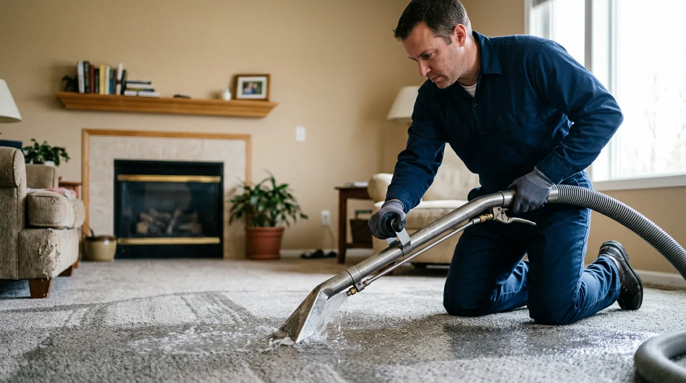 Water damage restoration technician working near Castaic, CA